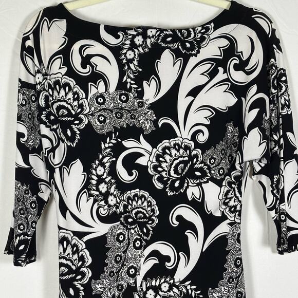 White House Black Market Dress Paisley Shift Black White Size Extra Small XS - Picture 5 of 9